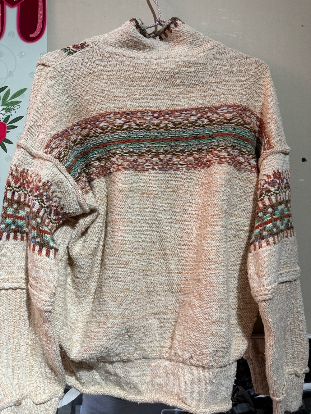 Women’s Pilcro by anthropology coastal pullover size XS in cream multi-colored - Picture 8 of 12